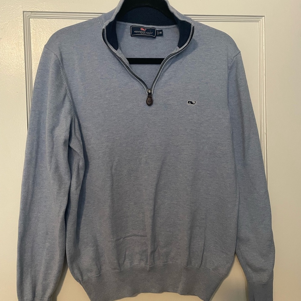 Vineyard Vines Men's Sky Blue Zip-Up Sweater